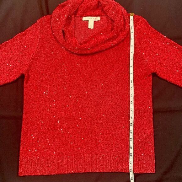 Emaline Petite Sparkly Red Cowlneck Sweater NWT - Picture 5 of 12